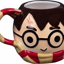 ShopHippo Harry Potter Figural Coffee Mug, 24 Oz - Cute Chibi Design With Gryffindor Scarf Handle - Ceramic New