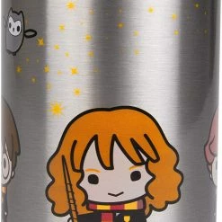 ShopHippo New Harry Potter Stainless Steel Water Bottle - Steel With With Harry, Ron And Hermione Chibi Character Design - 550ml