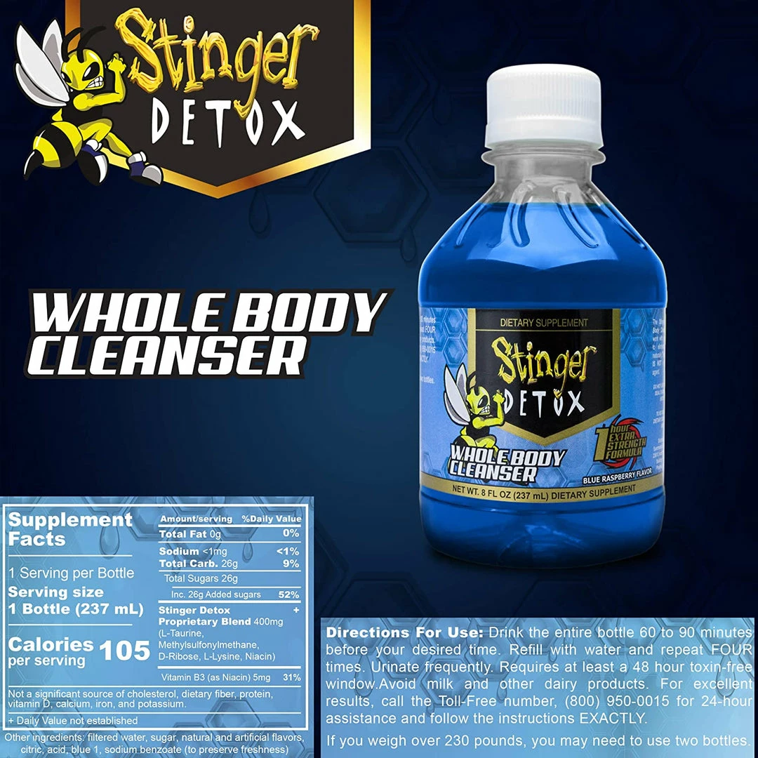 ShopHippo Stinger Detox Whole Body Cleanser 1 Hour Extra Strength Drink – Blue Raspberry – 8 FL OZ New 6 ShopHippo Stinger Detox Whole Body Cleanser 1 Hour Extra Strength Drink – Blue Raspberry – 8 FL OZ New