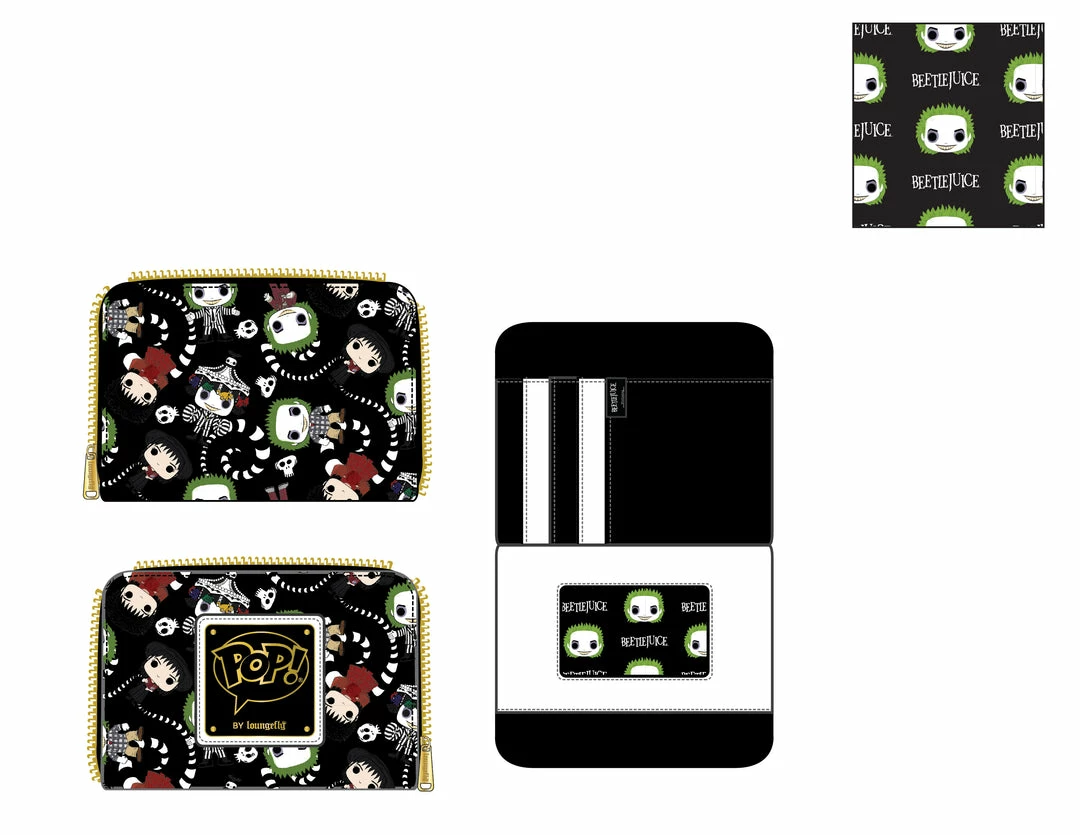 New POP BY LOUNGEFLY BEETLEJUICE AOP ZIPAROUND WALLET 7 New POP BY LOUNGEFLY BEETLEJUICE AOP ZIPAROUND WALLET