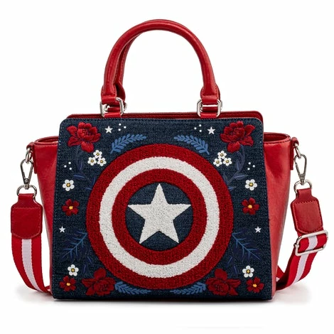 New LOUNGEFLY Marvel Captain America 80th Anniversary Floral Shield Crossbody 3 New LOUNGEFLY Marvel Captain America 80th Anniversary Floral Shield Crossbody