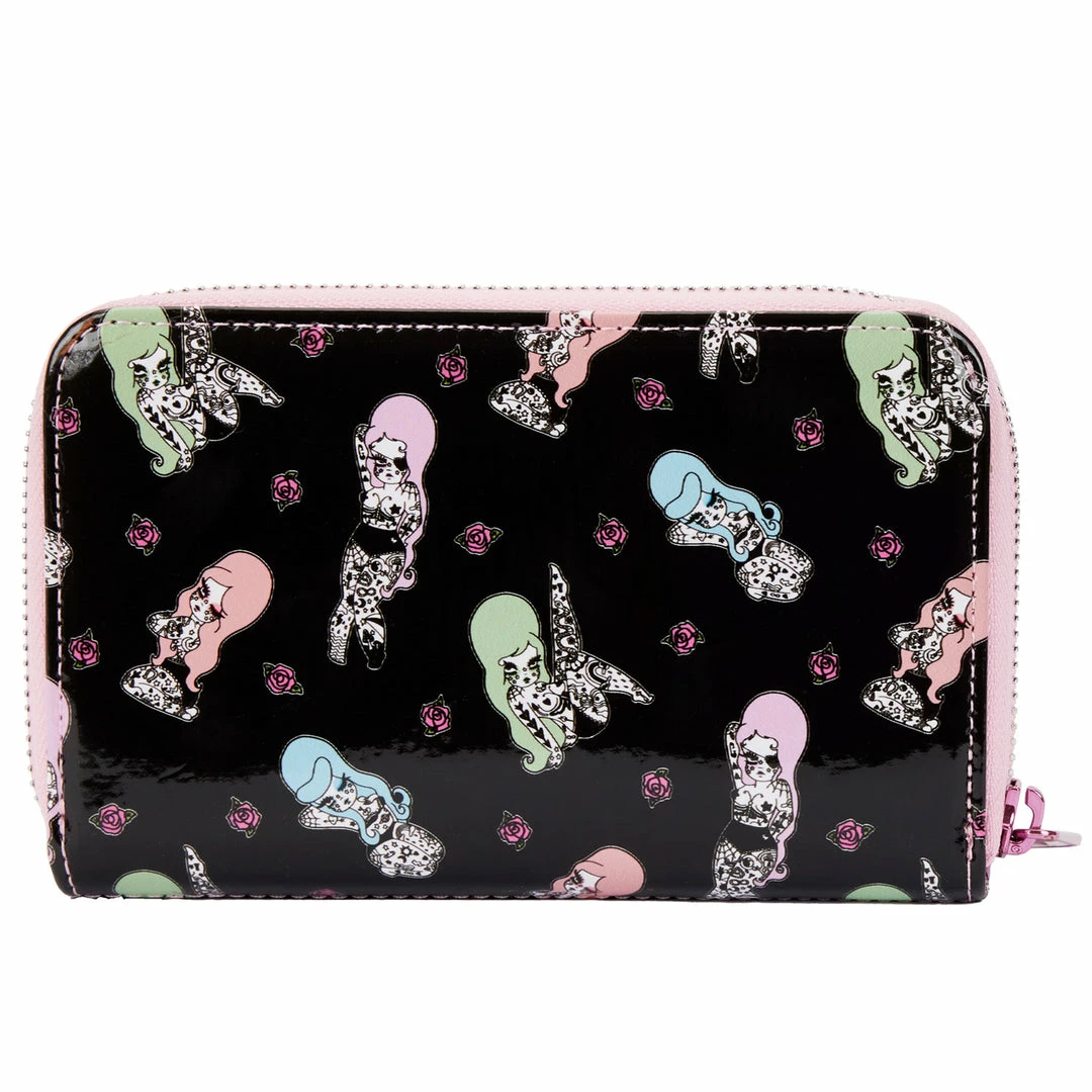 LOUNGEFLY Women's Valfre Tattoo Allover Print Zip-Around Wallet New 3 LOUNGEFLY Women's Valfre Tattoo Allover Print Zip-Around Wallet New