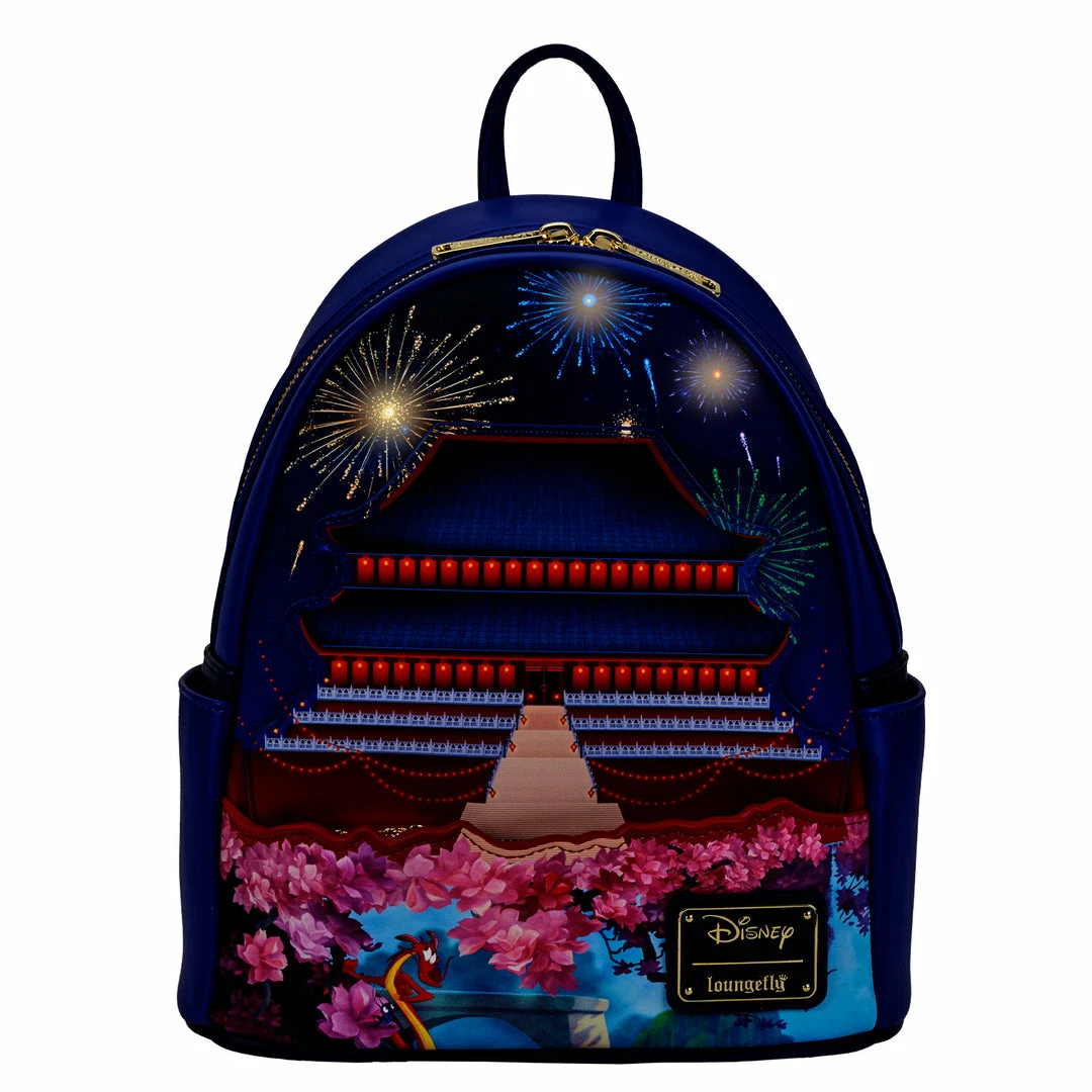 New LOUNGEFLY Disney Mulan Castle Light Up Mini Backpack Mulan One Size 8 New LOUNGEFLY Disney Mulan Castle Light Up Mini Backpack Mulan One Size