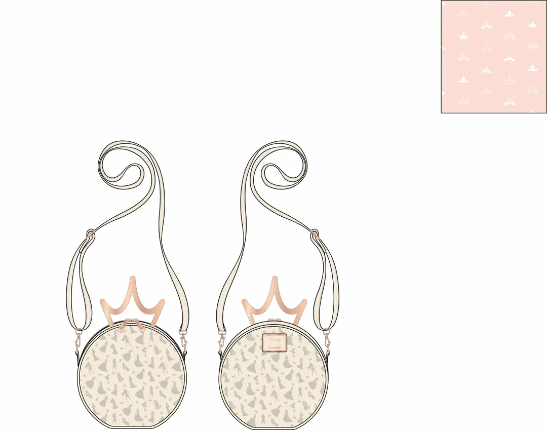 New LOUNGEFLY Disney Ultimate Princess Metal Crown Crossbody 8 New LOUNGEFLY Disney Ultimate Princess Metal Crown Crossbody