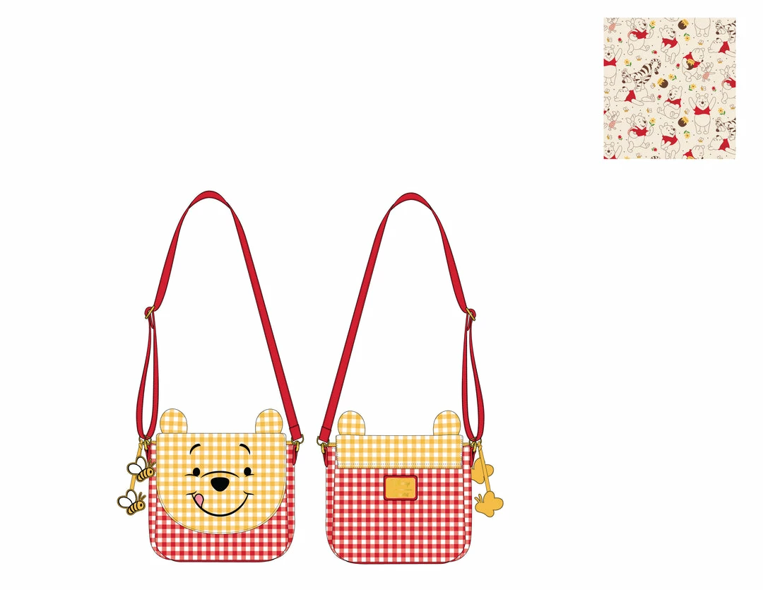LOUNGEFLY DISNEY WINNIE THE POOH GINGHAM CROSSBODY BAG New 3 LOUNGEFLY DISNEY WINNIE THE POOH GINGHAM CROSSBODY BAG New