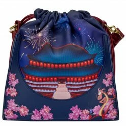 LOUNGEFLY Disney Mulan Castle Cinch Sack Crossbody Bag Mulan One Size New