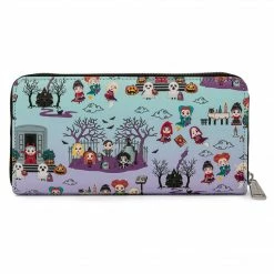 LOUNGEFLY Disney Hocus Pocus Scene Aop Ziparound Wallet New