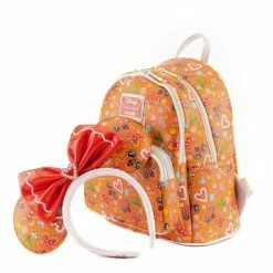 Loungefly Disney Christmas Gingerbread AOP Womens Double Strap Shoulder Bag Purse With Ears Headband New