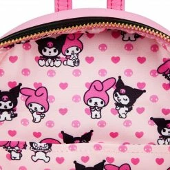 New LOUNGEFLY Sanrio Hello Kitty My Melody Kuromi Double Pocket Adult Women's Double Strap Shoulder Bag Purse