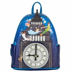 LOUNGEFLY Disney Peter Pan Glow Clock Women's Double Strap Shoulder Bag Purse New