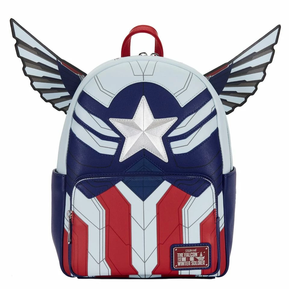 New LOUNGEFLY MARVEL FALCON CAPTAIN AMERICA COSPLAY MINI BACKPACK 3 New LOUNGEFLY MARVEL FALCON CAPTAIN AMERICA COSPLAY MINI BACKPACK
