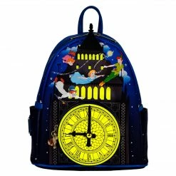 LOUNGEFLY Disney Peter Pan Glow Clock Women's Double Strap Shoulder Bag Purse New