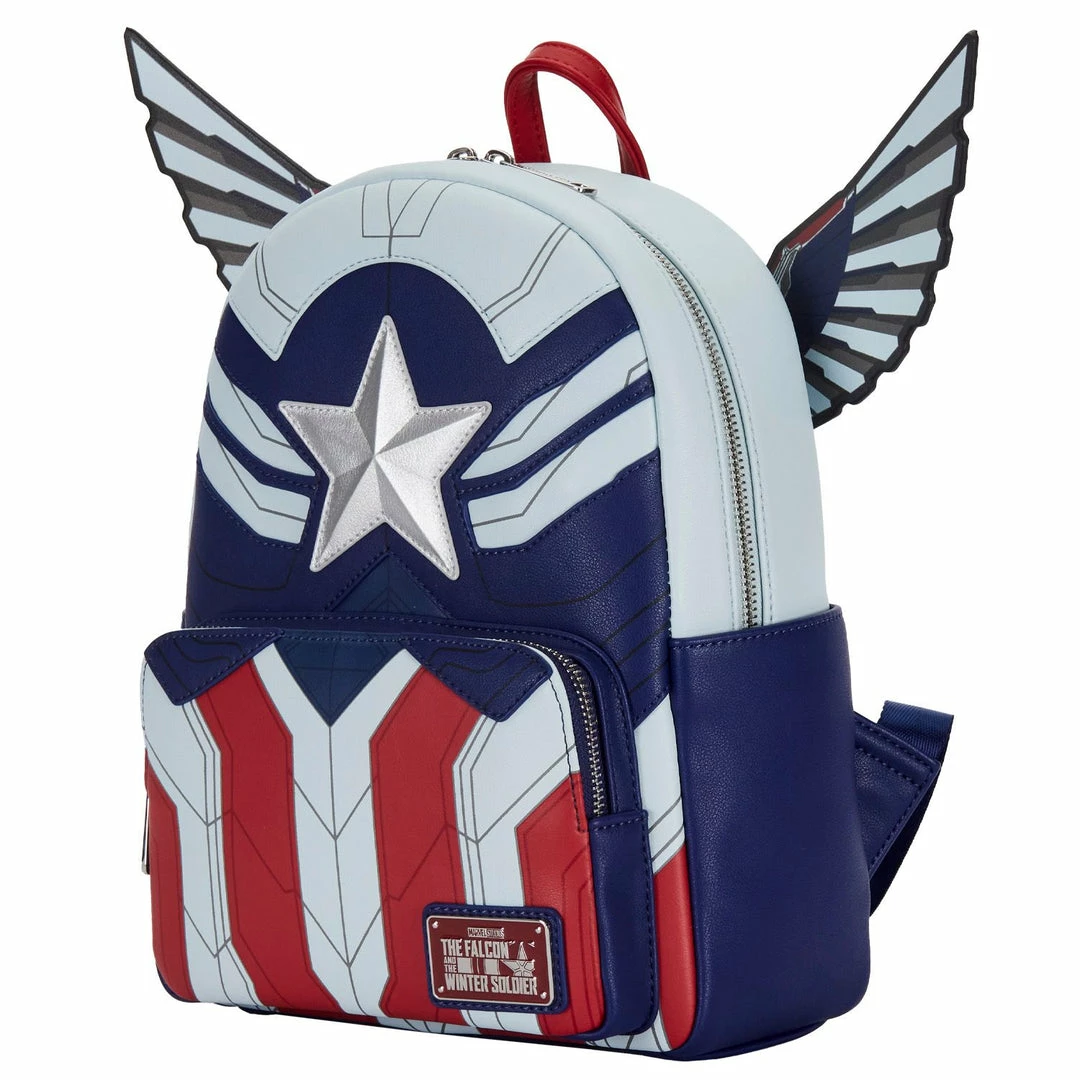New LOUNGEFLY MARVEL FALCON CAPTAIN AMERICA COSPLAY MINI BACKPACK 6 New LOUNGEFLY MARVEL FALCON CAPTAIN AMERICA COSPLAY MINI BACKPACK