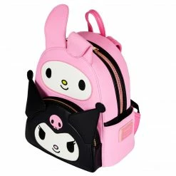 New LOUNGEFLY Sanrio Hello Kitty My Melody Kuromi Double Pocket Adult Women's Double Strap Shoulder Bag Purse
