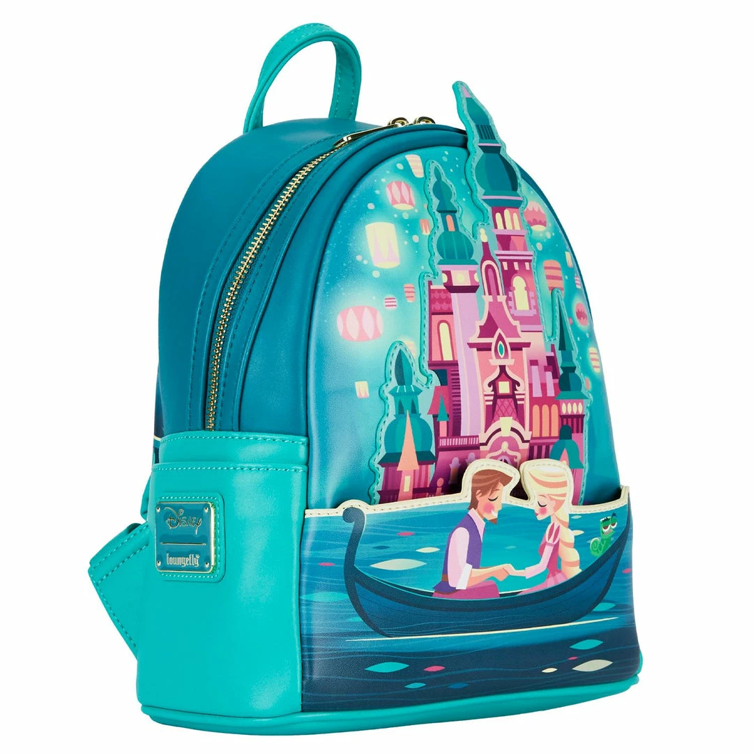 New LOUNGEFLY Disney Tangled Princess Castle Womens Double Strap Shoulder Bag Purse 9 New LOUNGEFLY Disney Tangled Princess Castle Womens Double Strap Shoulder Bag Purse
