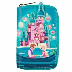 LOUNGEFLY Tangled Rapunzel Castle Glow In The Dark Zip Around Wallet New