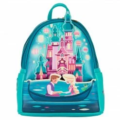 New LOUNGEFLY Disney Tangled Princess Castle Womens Double Strap Shoulder Bag Purse