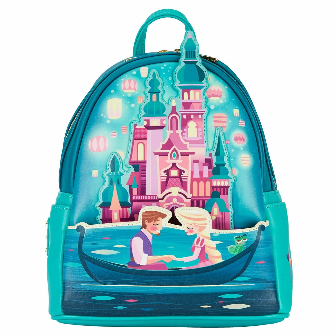 New LOUNGEFLY Disney Tangled Princess Castle Womens Double Strap Shoulder Bag Purse 3 New LOUNGEFLY Disney Tangled Princess Castle Womens Double Strap Shoulder Bag Purse